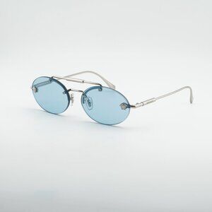 Versace VE2295 1000/1 Sunglasses Silver Oval Frame, Light Blue Lenses